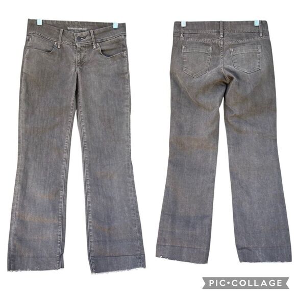 Banana Republic Gray Jeans Women’s Size 2 Classic Straight Leg Distressed Hem - Picture 1 of 9